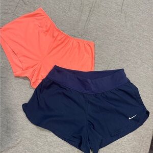 Nike Women's Athletic Shorts - Coral and Navy